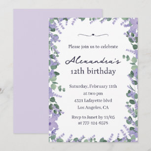 Invitaciones elegantes para cumpleaños número 12 c