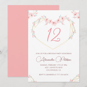 Invitaciones elegantes para cumpleaños número 12 F