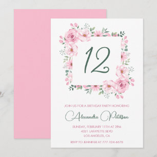 Invitaciones elegantes para cumpleaños número 12 F