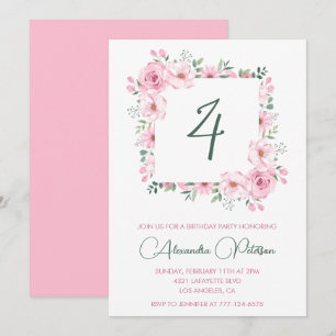 Invitaciones elegantes para cumpleaños número 4 Fl