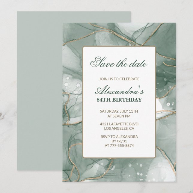 Invitaciones elegantes para cumpleaños número 84 S (Anverso / Reverso)
