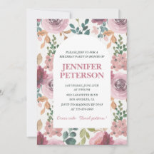 Invitaciones elegantes para el 1er cumpleaños Flor