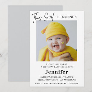 Invitaciones elegantes para el 1er cumpleaños Foto