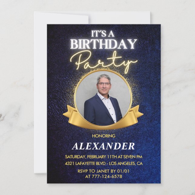 Invitaciones elegantes para el 76 cumpleaños de ho (Anverso)