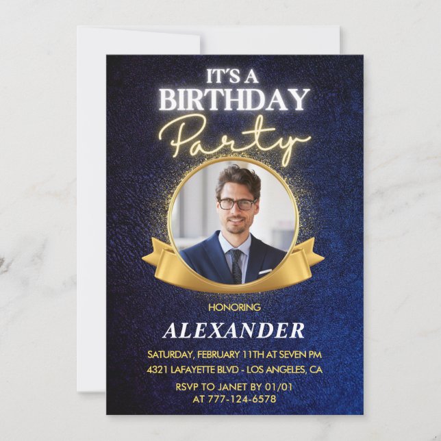 Invitaciones elegantes para el cumpleaños 47 de ho (Anverso)