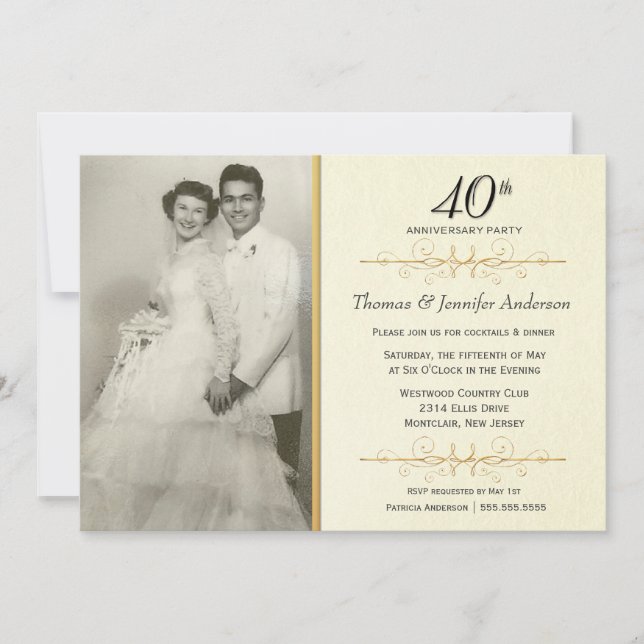 Invitaciones elegantes para fiesta de aniversario  (Anverso)