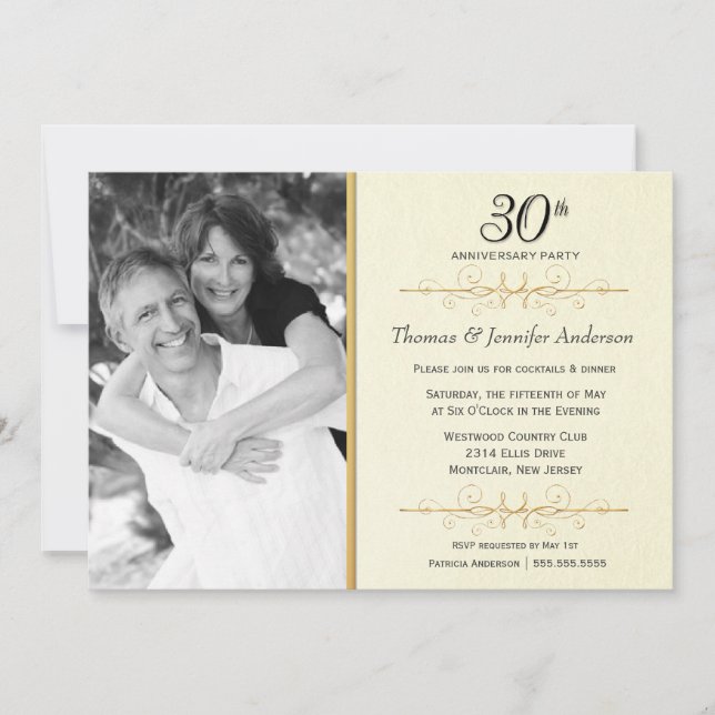 Invitaciones elegantes para fiesta de aniversario  (Anverso)