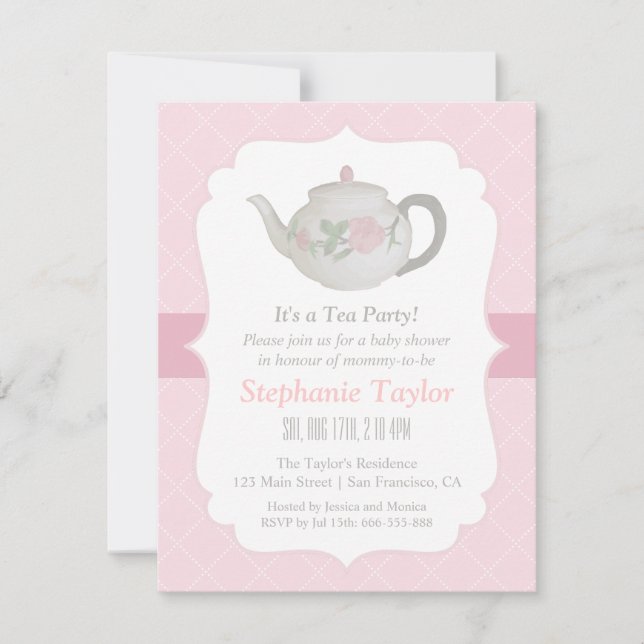 Invitaciones Elegantes para Fiesta de Té con Teter (Anverso)