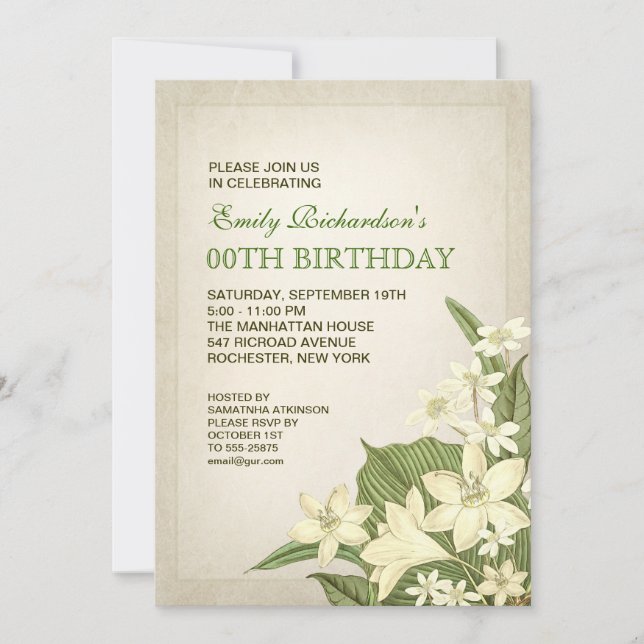 invitaciones elegantes para fiestas de cumpleaños (Anverso)
