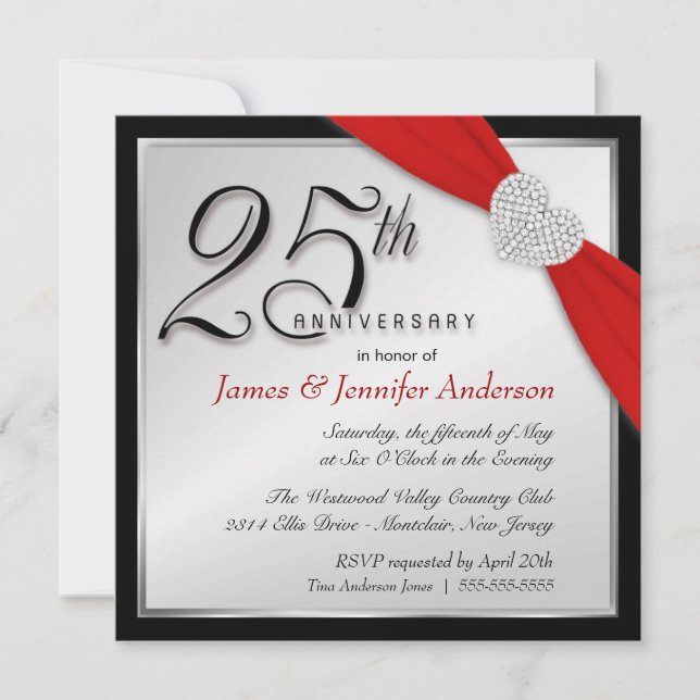 Invitaciones elegantes para la fiesta de aniversar (Anverso)