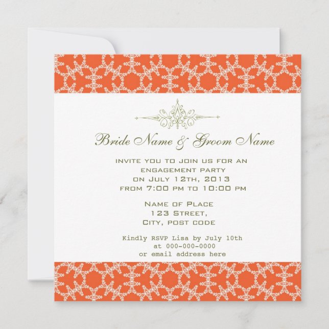 Invitaciones elegantes para la fiesta de compromis (Anverso)