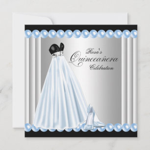 Invitaciones Elegantes Perla Azul Bebé Quinceañera