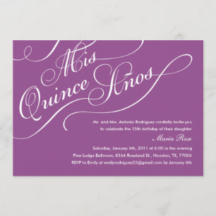 Invitaciones elegantes púrpuras de Quinceanera