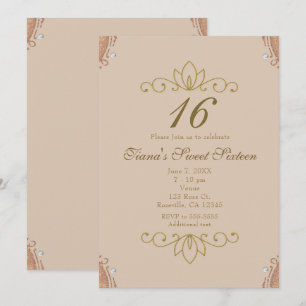 Invitaciones Elegantes Rosa Rubor y Perla Blanca D