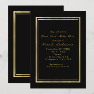 Invitaciones elegantes y chic de oro con lámina ne