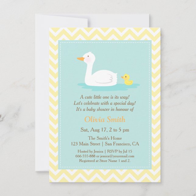 Invitaciones Elegantes y Lindas de Chevron de Pato (Anverso)