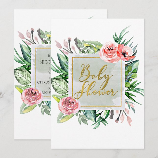 Invitaciones Elegantes y Modernas de Shower de Beb (Anverso / Reverso)