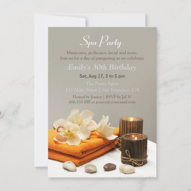 Invitaciones elegantes y relajantes para fiesta de (Anverso)