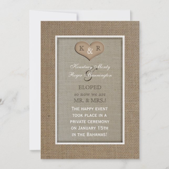 Invitaciones Elopement - Burlap Look (Anverso)