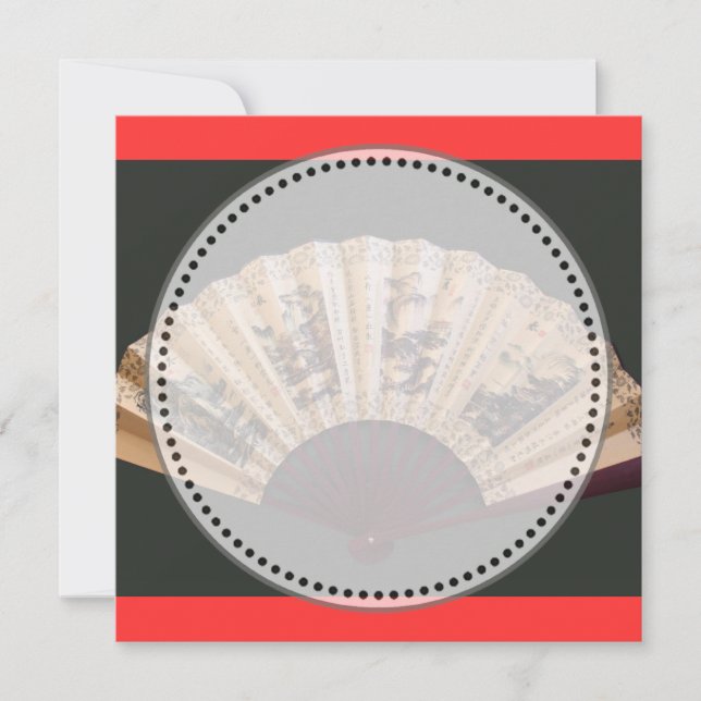 Invitaciones en blanco de abanico de seda y bambú  (Anverso)