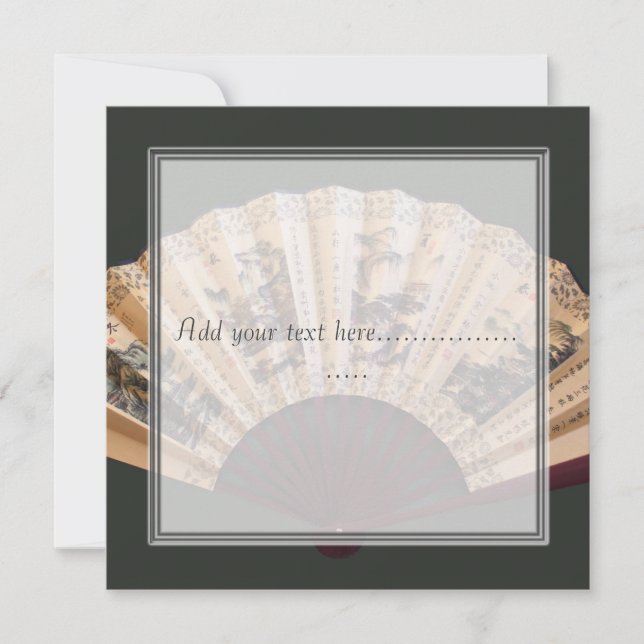 Invitaciones en blanco de abanico de seda y bambú  (Anverso)