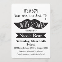 Invitaciones en blanco y negro de Baby Shower de b