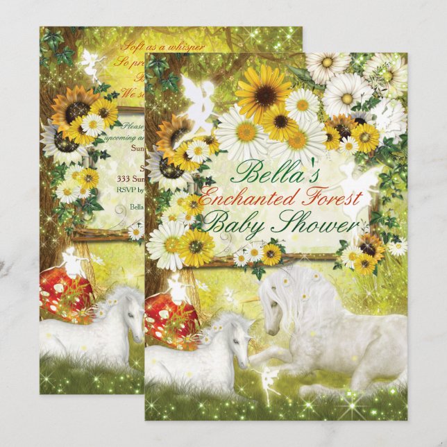 Invitaciones encantadas de Baby Shower del (Anverso / Reverso)
