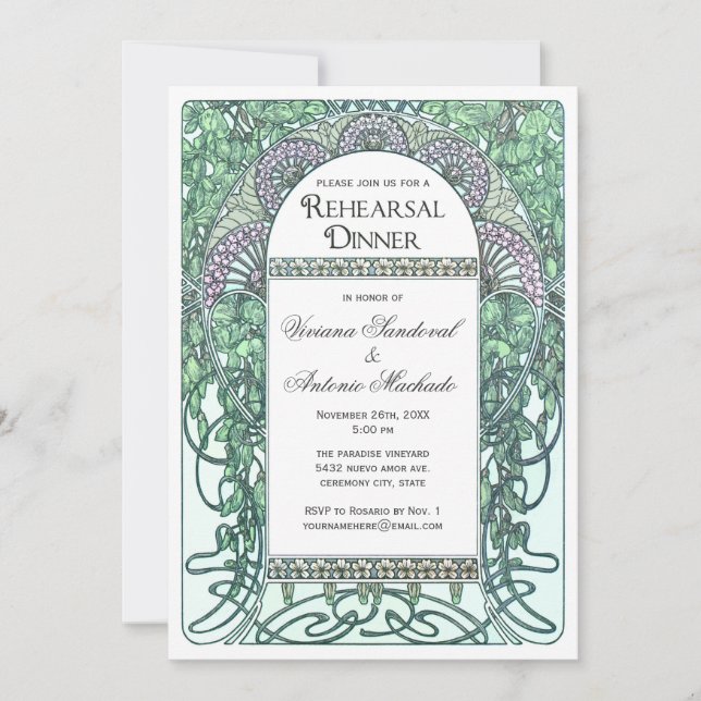 Invitaciones encantadas de la cena del ensayo del (Anverso)