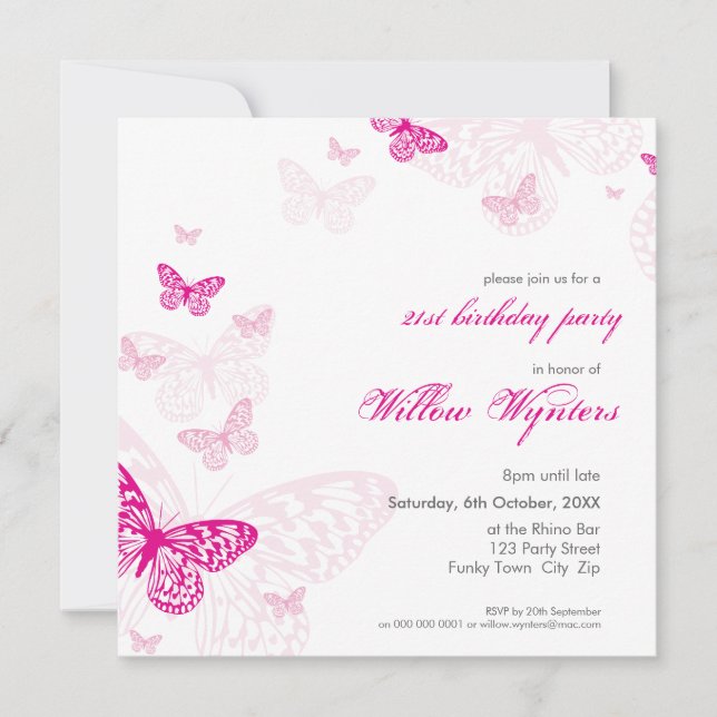 INVITACIONES ESPECIALES :: mariposas 1SQ (Anverso)