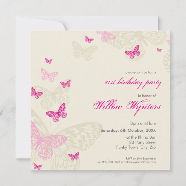INVITACIONES ESPECIALES :: mariposas 4SQ (Anverso)