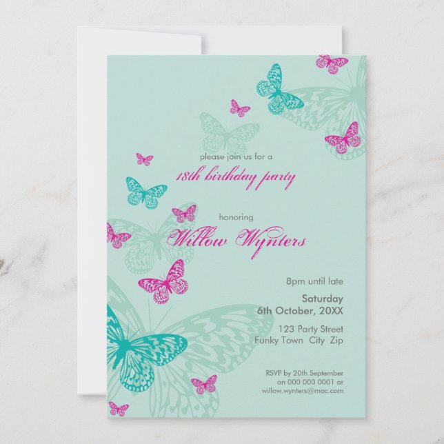 INVITACIONES ESPECIALES :: mariposas 5P (Anverso)