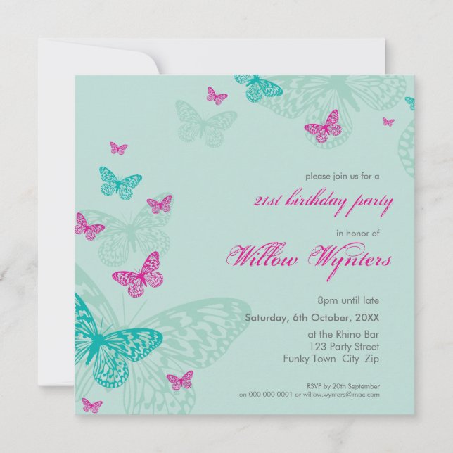 INVITACIONES ESPECIALES :: mariposas 5SQ (Anverso)