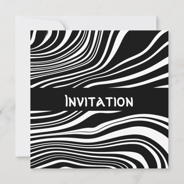 Invitaciones Estilo Abstracto Negro y Blanco Impri (Anverso)