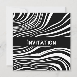 Invitaciones Estilo Abstracto Negro y Blanco Impri