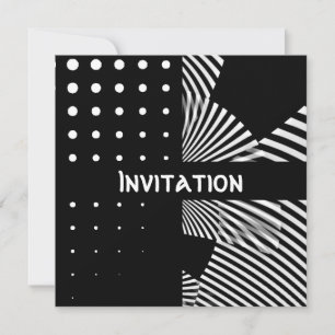 Invitaciones estilo negro y blanco con lunares y r