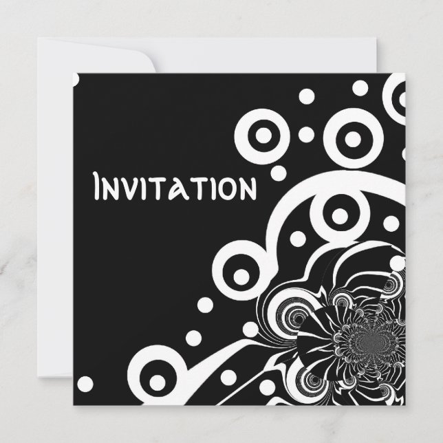 Invitaciones Estilo Negro y Blanco Espacio Claro ( (Anverso)