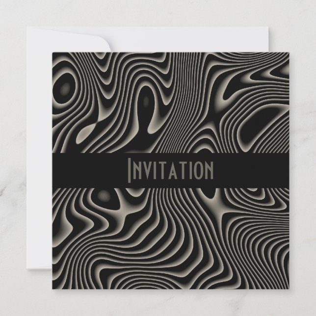 Invitaciones Estilo Negro y Blanco Impresión Abstr (Anverso)