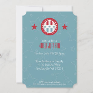 Invitaciones Estrellas Rojo Blanco y Azul 4 de Jul