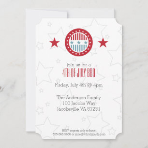 Invitaciones Estrellas Rojo Blanco y Azul 4 de Jul