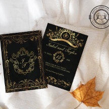 Invitaciones exclusivas de bodas góticas vintage