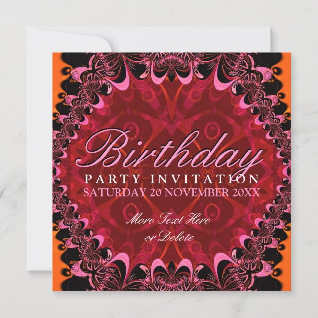 Invitaciones exóticas a la fiesta de cumpleaños de (Anverso)