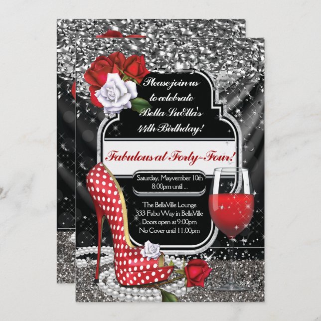 Invitaciones fabulosas y coquetas del fiesta (Anverso / Reverso)