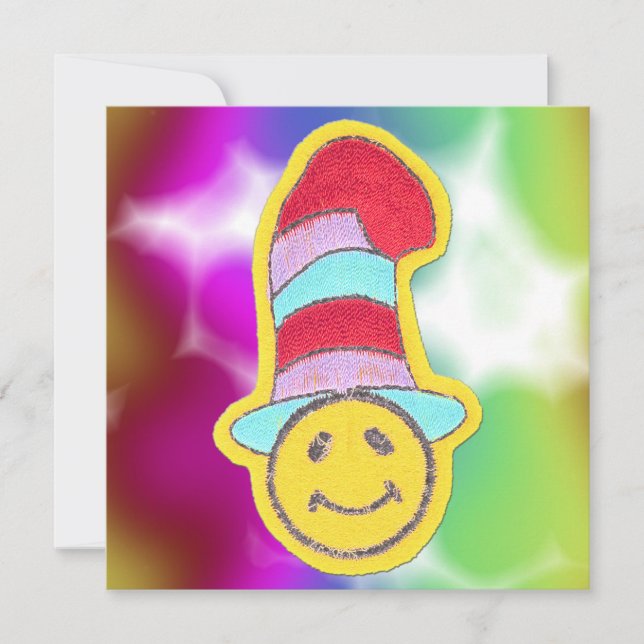 Invitaciones felices coloridas de la cara (Anverso)