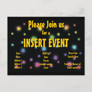 Invitaciones festivas a fuegos artificiales - pers