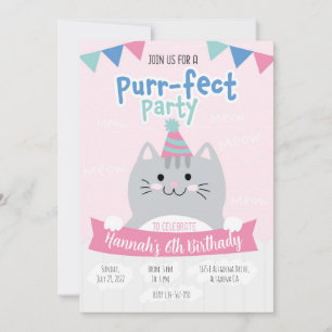 Invitaciones fiesta de cumpleaños cute kitty