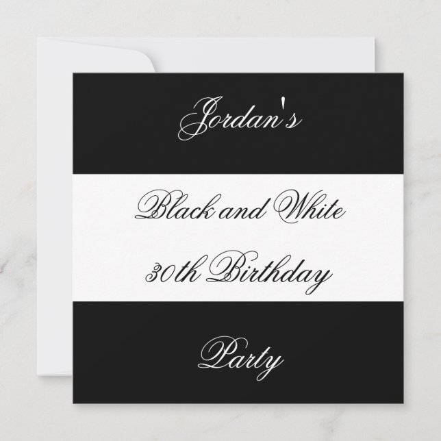 Invitaciones Fiesta de estilo blanco y negro (Anverso)