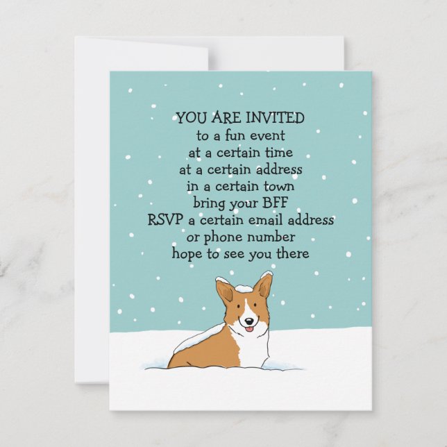 Invitaciones Fiestas de Winter Holiday Corgi (Anverso)