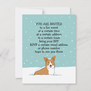 Invitaciones Fiestas de Winter Holiday Corgi