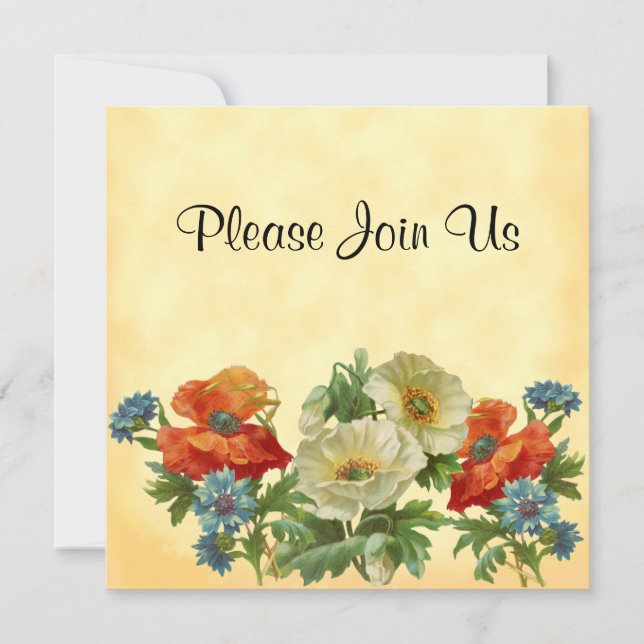 Invitaciones florales a Personalizados de amapola  (Anverso)