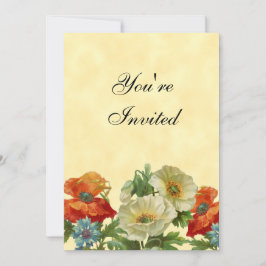 Invitaciones florales a Personalizados de amapola 